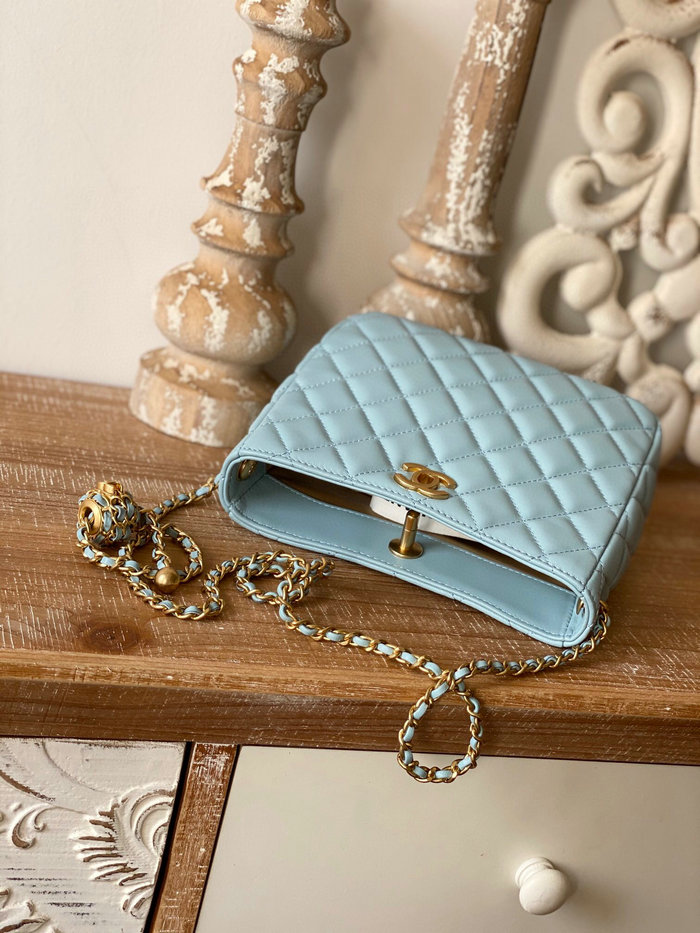 Chanel Lambskin Crossbody Bag Blue AS3259