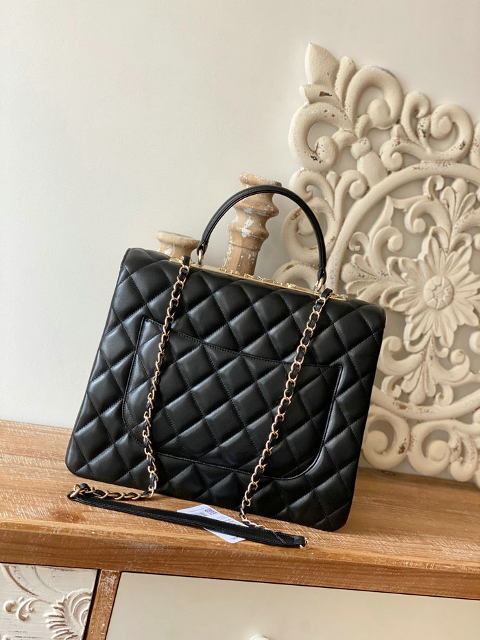 Chanel Lambskin Flap Bag with Top Handle Black A92237