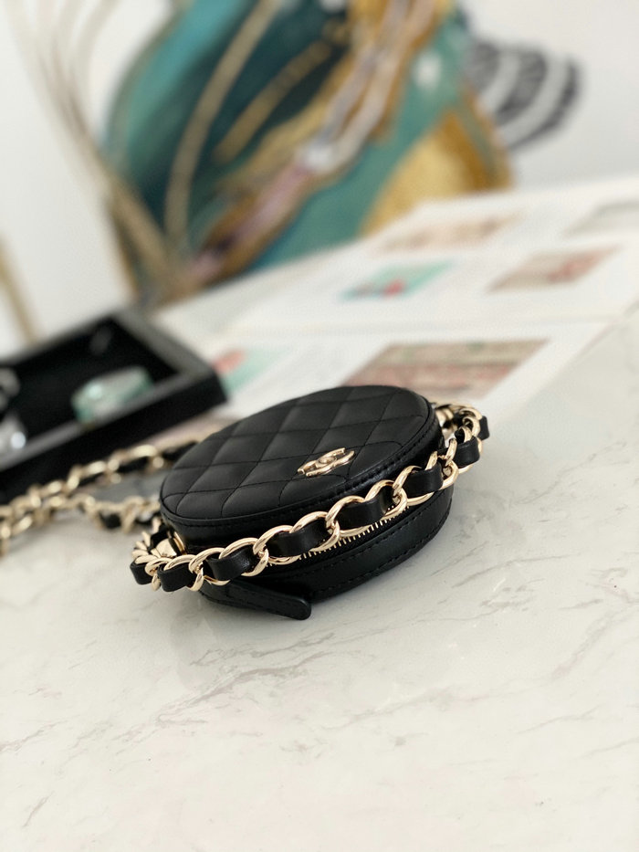 Chanel Lambskin Round Mini Wallet Black A81169