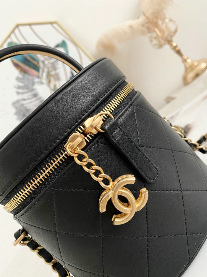 Chanel Lambskin Shoulder Bag with Top Handle Black AS1625