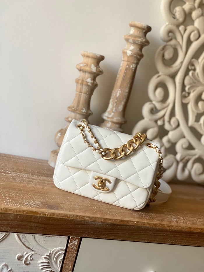 Chanel Lambskin Small Flap Bag White AS3109