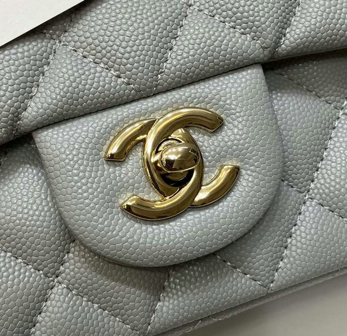 Classic Chanel Grained Calfskin Small Flap Bag Grey CF1116