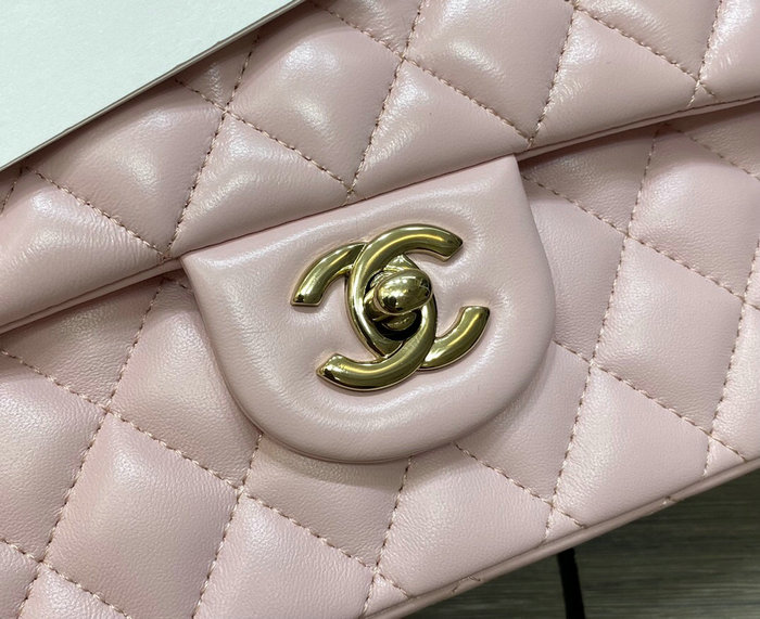 Classic Chanel Lambskin Medium Flap Bag Pink CF1112