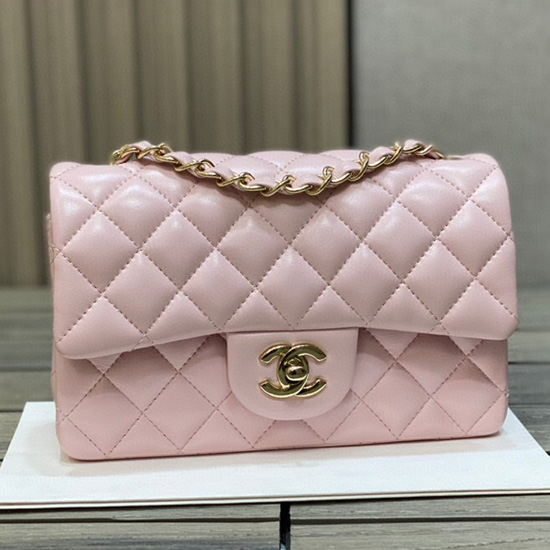 Classic Chanel Lambskin Small Flap Bag Pink CF1116