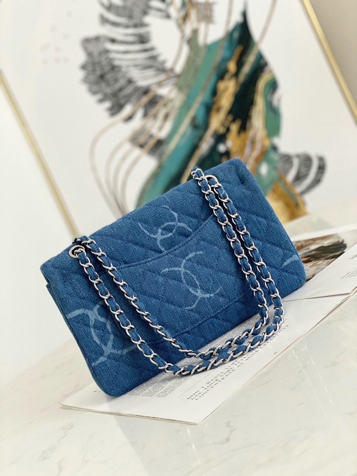 Medium Chanel Denim Flap Shoulder Bag Blue AS2071