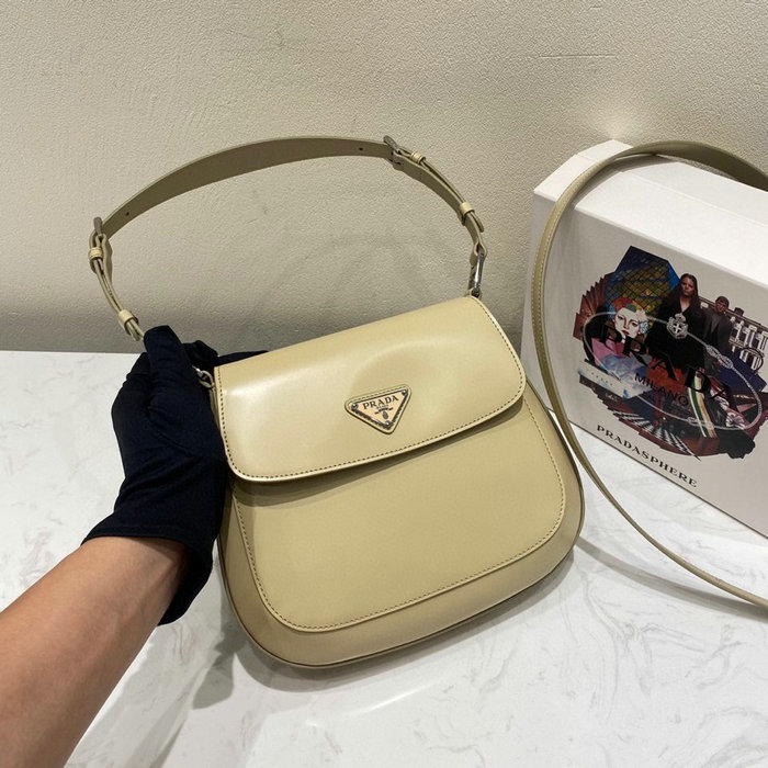 Prada Cleo brushed leather shoulder bag Beige 1BD303