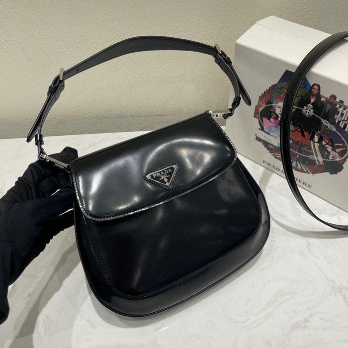 Prada Cleo brushed leather shoulder bag Black 1BD303