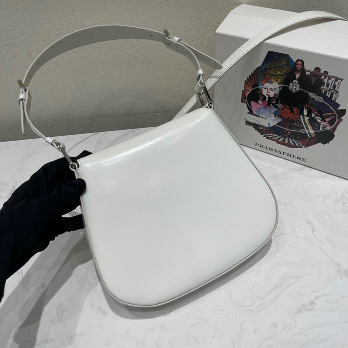 Prada Cleo brushed leather shoulder bag White 1BD303