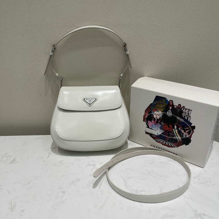 Prada Cleo brushed leather shoulder bag White 1BD303