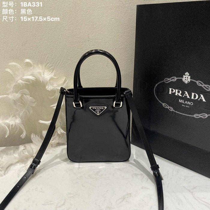 Prada Small brushed leather tote Black 1BA331