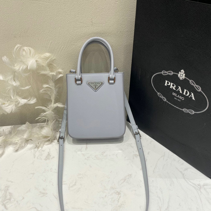 Prada Small brushed leather tote Blue 1BA331