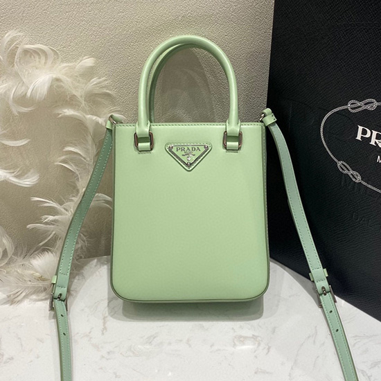 Prada Small brushed leather tote Green 1BA331