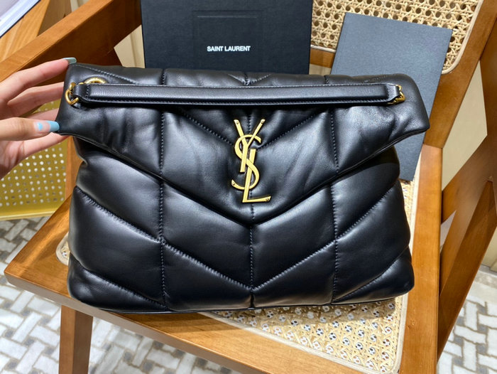 Saint Laurent Loulou Puffer Medium Bag Black with Gold 577475