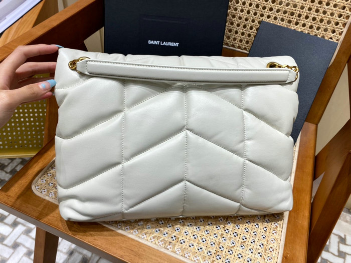 Saint Laurent Loulou Puffer Medium Bag White with Gold 577475