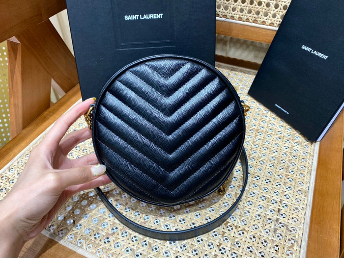 Saint Laurent Vinyle Round Camera Bag Black 610436