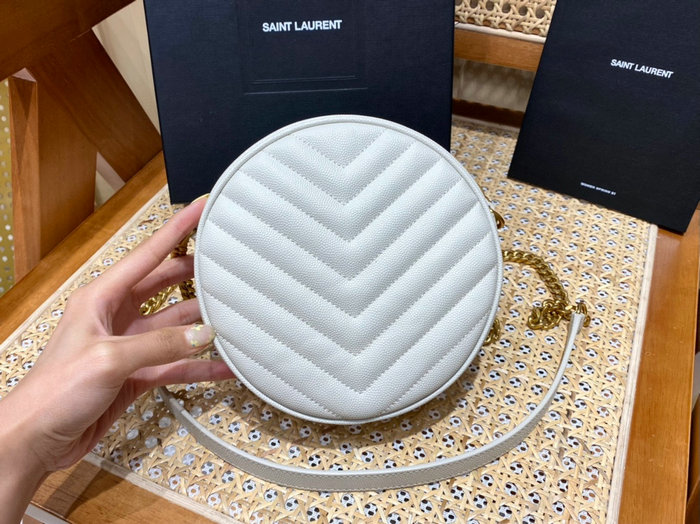 Saint Laurent Vinyle Round Camera Bag White 610436