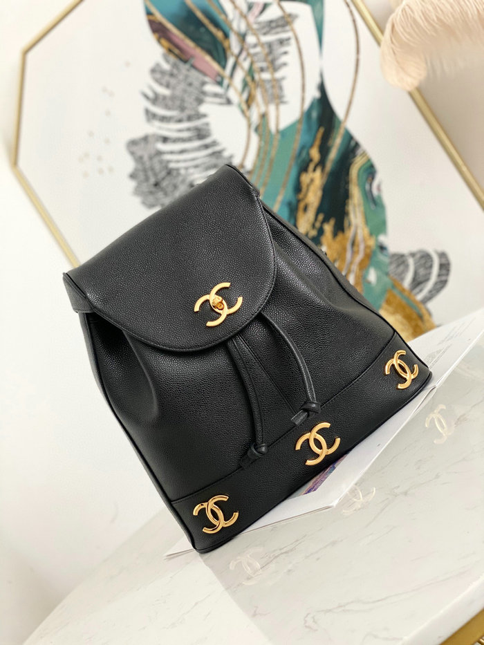 Chanel Grained Calfskin Backpack Black AS6632