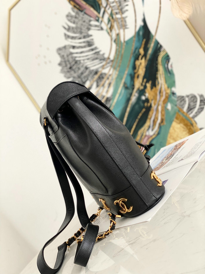 Chanel Grained Calfskin Backpack Black AS6632