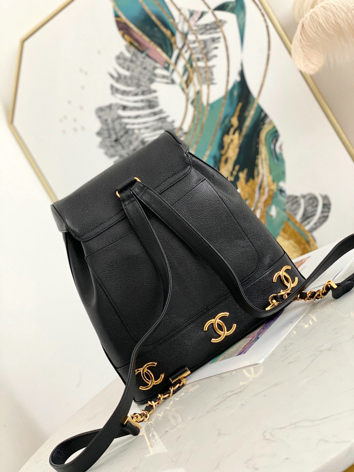 Chanel Grained Calfskin Backpack Black AS6632