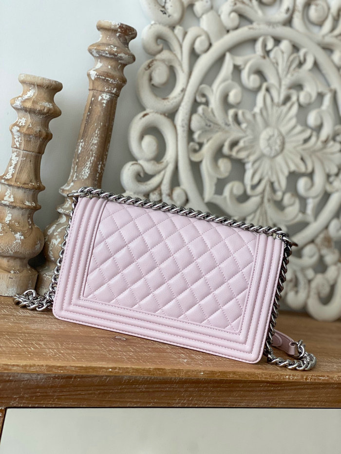 Chanel Grained Calfskin Medium Boy Handbag Pink A67086