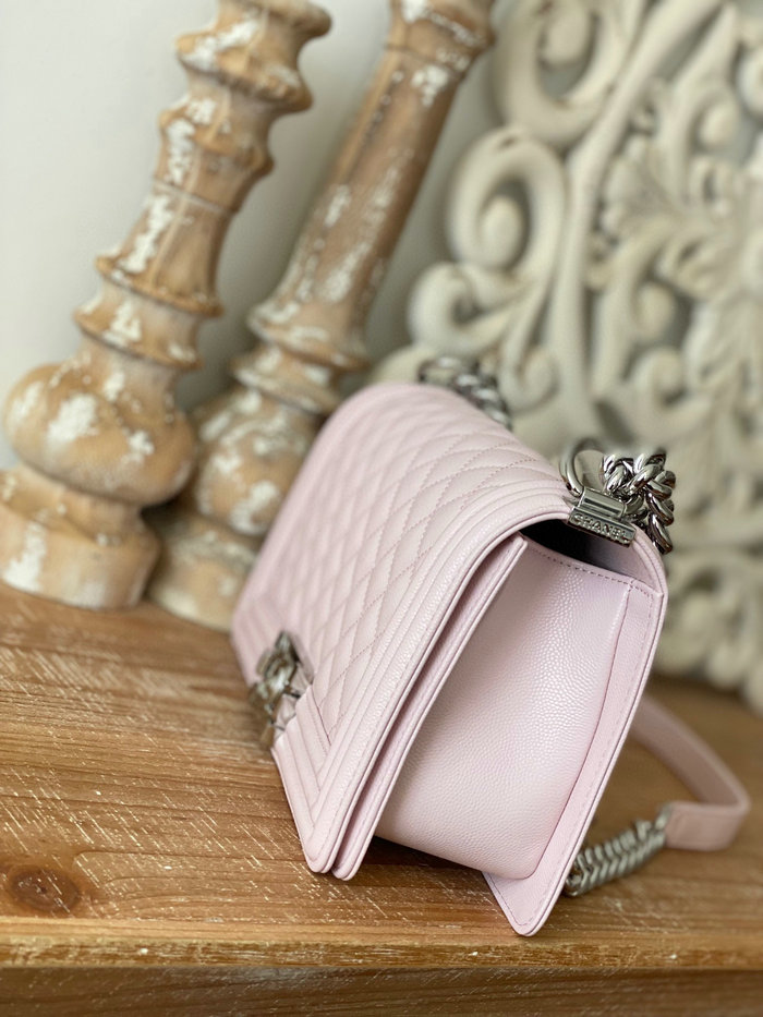 Chanel Grained Calfskin Medium Boy Handbag Pink A67086