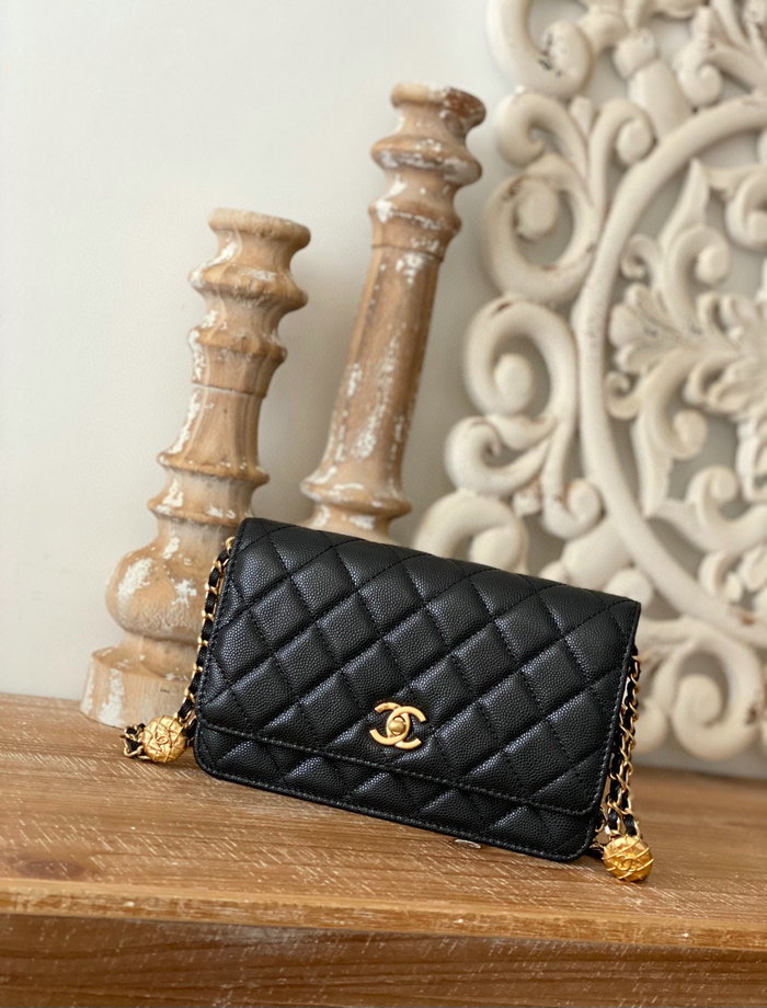 Chanel Grained Calfskin WOC Chain Wallet Black AP81204