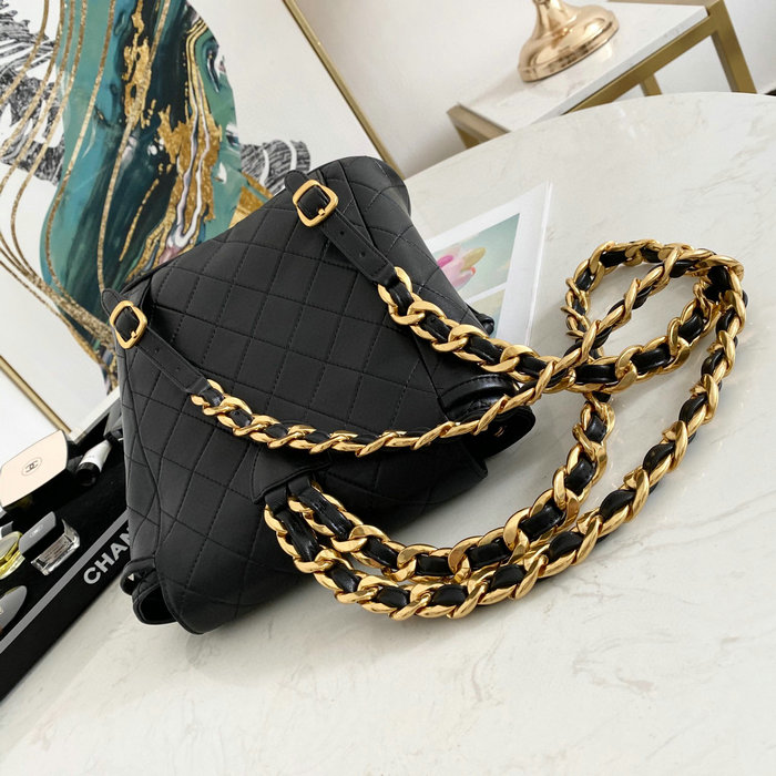 Chanel Lambskin Backpack Black AS88792