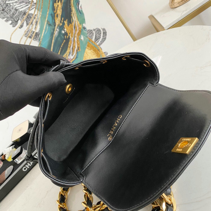 Chanel Lambskin Backpack Black AS88792