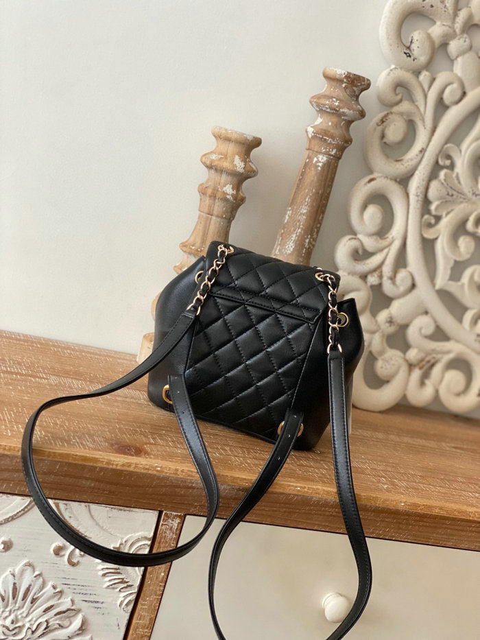 Chanel Lambskin Duma Backpack Black AS2908