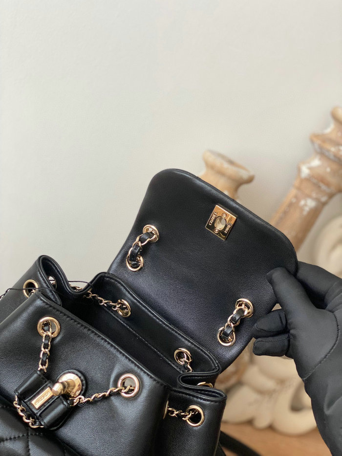 Chanel Lambskin Duma Backpack Black AS2908