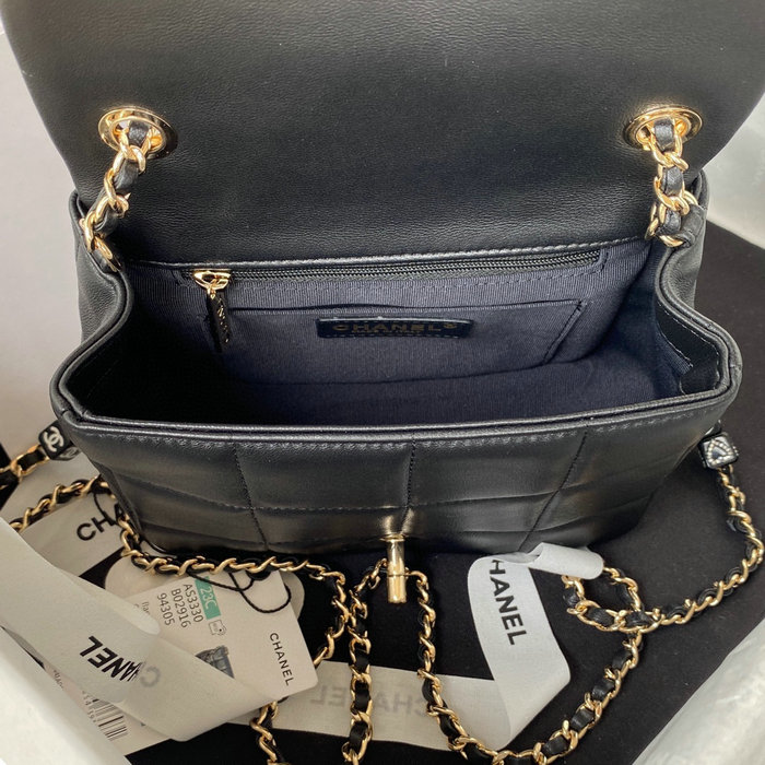 Chanel Lambskin Flap Bag Black AS3330