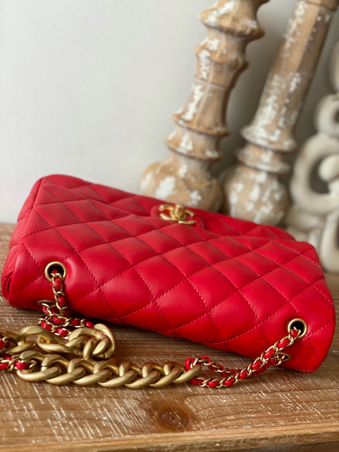 Chanel Lambskin Flap Bag Red AS3110