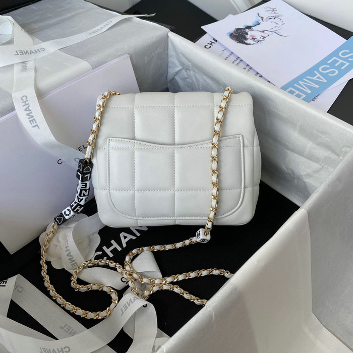 Chanel Lambskin Flap Bag White AS3330