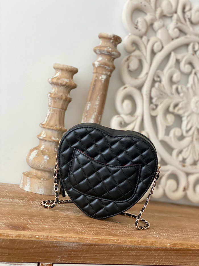 Chanel Lambskin Heart Bag Black AS3191