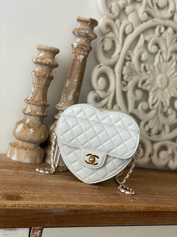 Chanel Lambskin Heart Bag White AS3191