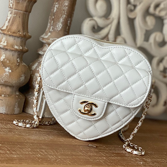 Chanel Lambskin Heart Bag White AS3191