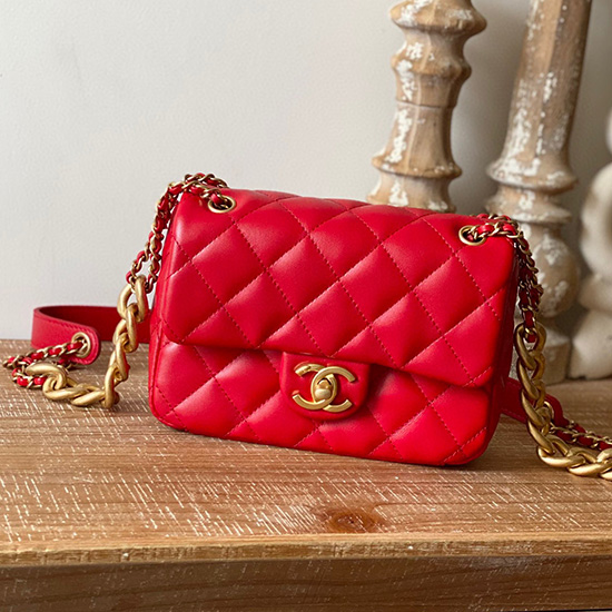 Chanel Lambskin Small Flap Bag Red AS3109