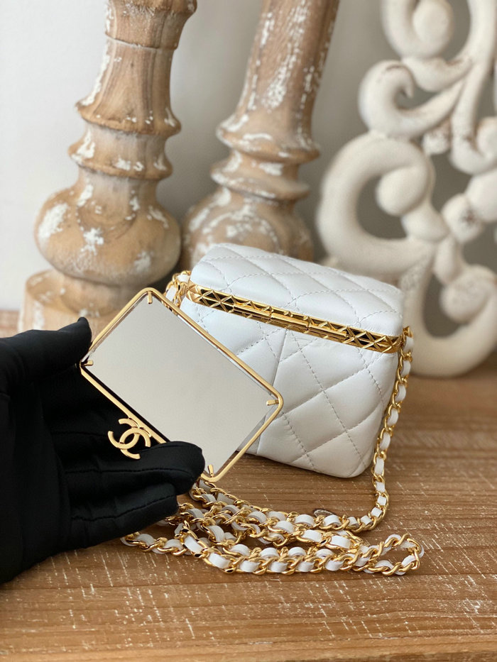 Chanel Small Vanity with Chain White AP2717