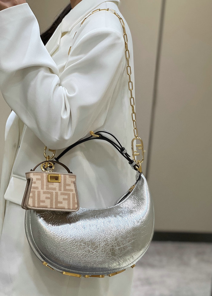 Fendi Fendigraphy Small Leather Bag Silver F80056