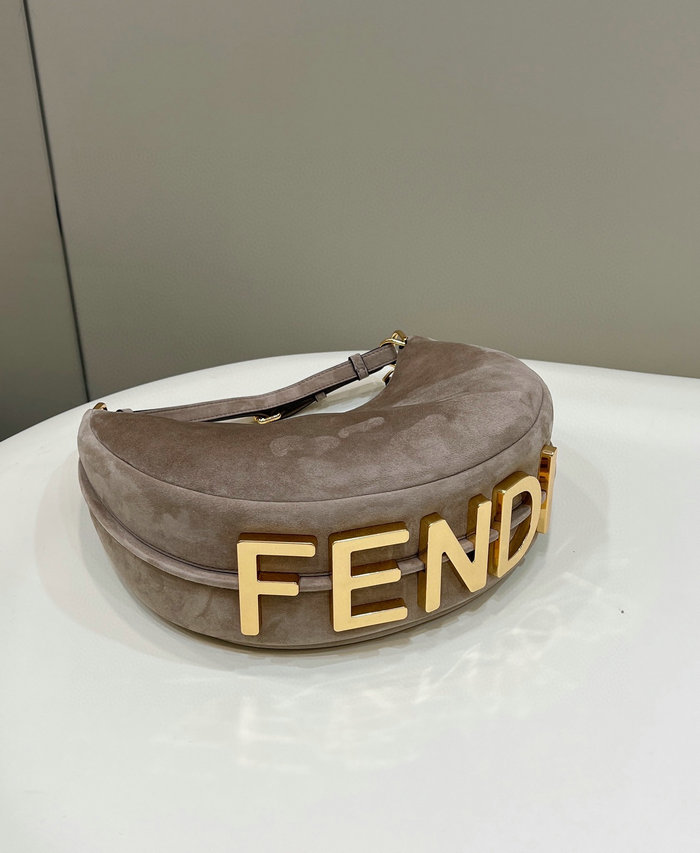 Fendi Fendigraphy Small Suede Bag Grey F80056