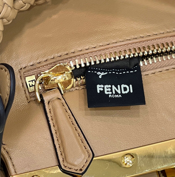 Fendi Interlace Leather Peekaboo Beige F0705