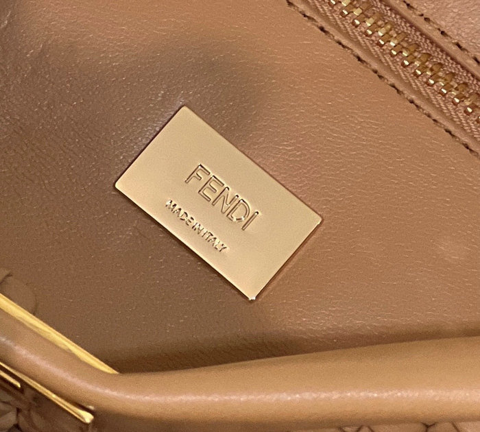 Fendi Interlace Leather Peekaboo Beige F0705