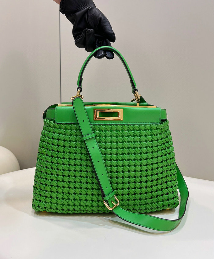 Fendi Interlace Leather Peekaboo Green F0705