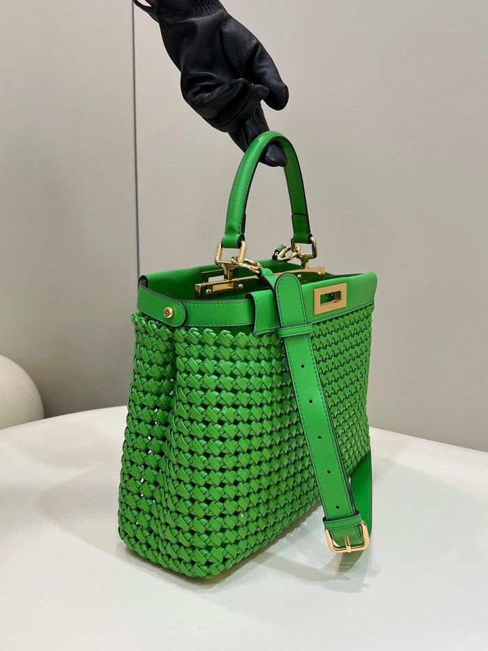 Fendi Interlace Leather Peekaboo Green F0705