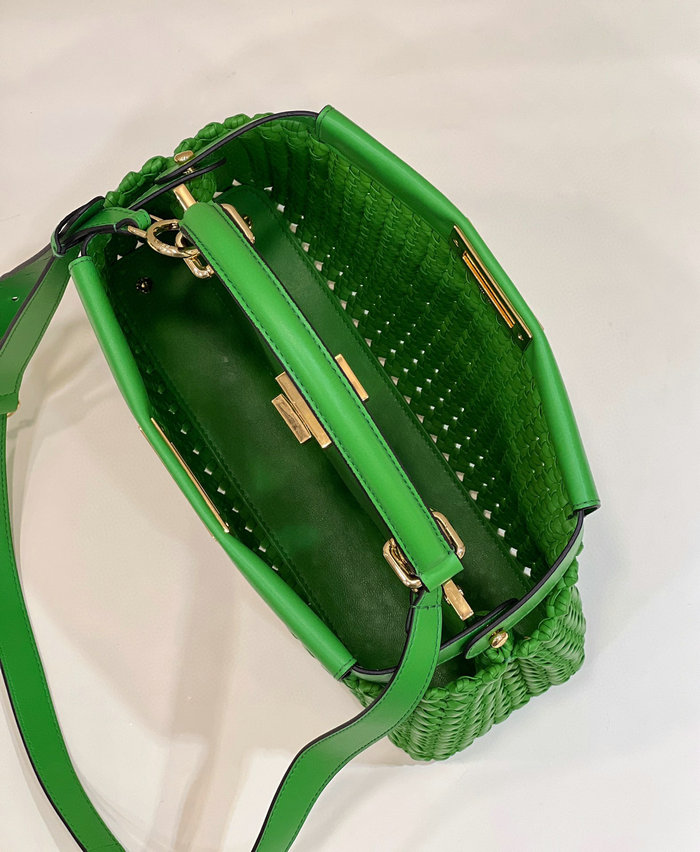 Fendi Interlace Leather Peekaboo Green F0705