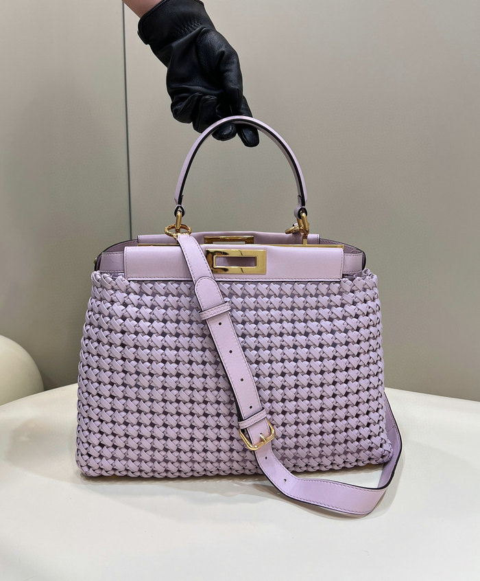 Fendi Interlace Leather Peekaboo Lavender F0705