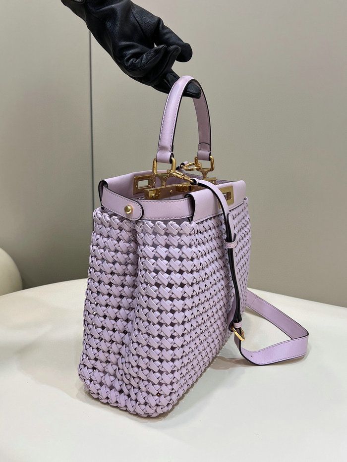 Fendi Interlace Leather Peekaboo Lavender F0705