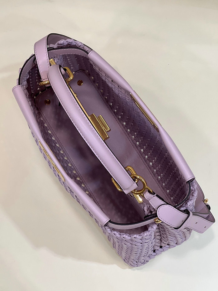 Fendi Interlace Leather Peekaboo Lavender F0705