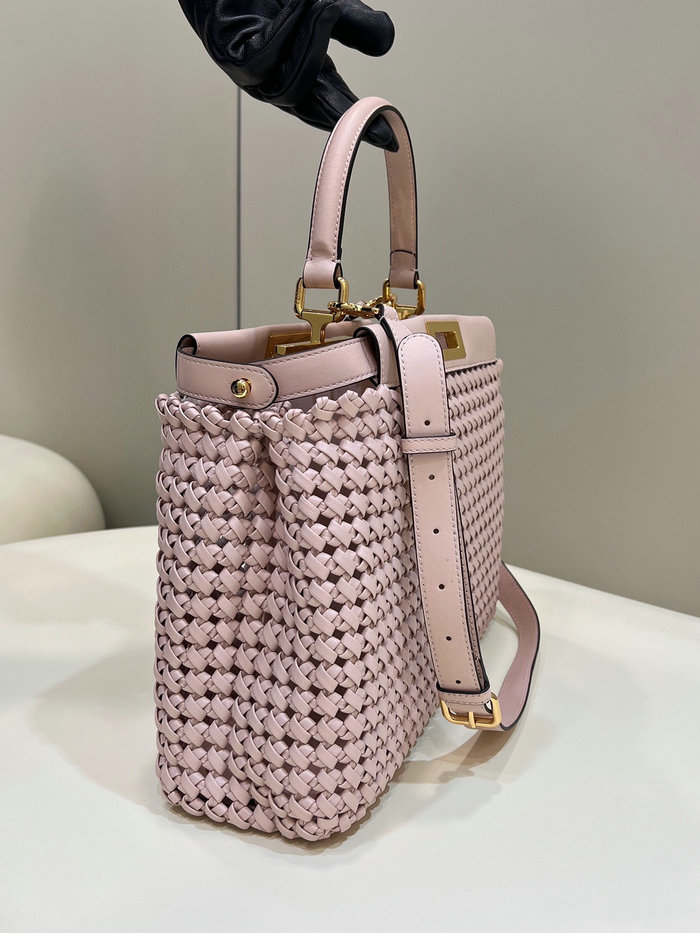 Fendi Interlace Leather Peekaboo Pink F0705