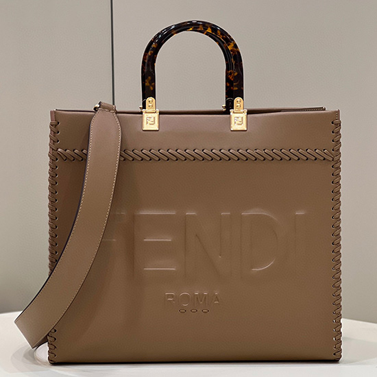 Fendi Sunshine Medium Leather Shopper Brown F8535